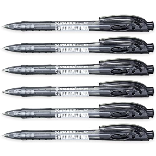 STABILO Liner, einziehbarer Kugelschreiber, feine 0,7 mm Spitze, 6 Stück, Schwarz STABILO Liner, einziehbarer Kugelschreiber, feine 0,7 mm Spitze, 6 Stück, Schwarz von STABILO