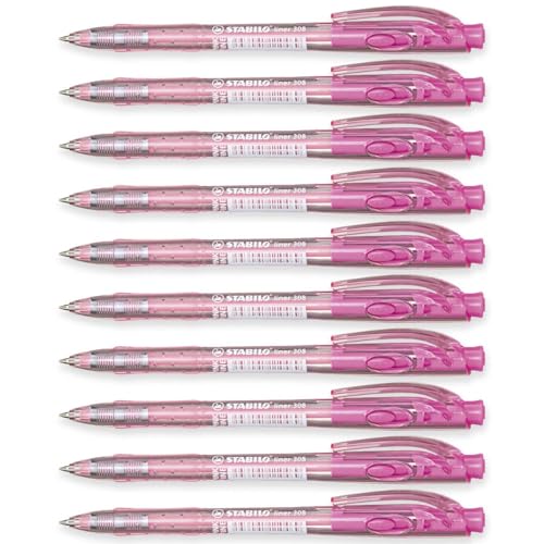 STABILO Liner, einziehbarer Kugelschreiber, fein, 10 Stück, Rosa von STABILO