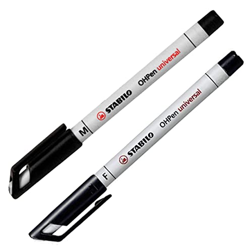 STABILO OHPen Universal-Marker für mehrere Oberflächen, mittel- und fein, Doppelpackung, Schwarz von STABILO