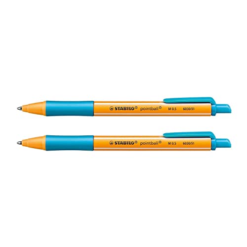 STABILO POINTBALL Kugelschreiber, einziehbar, 0,5 mm, Türkis, 2 Stück STABILO POINTBALL Kugelschreiber, einziehbar, 0,5 mm, Türkis, 2 Stück von STABILO