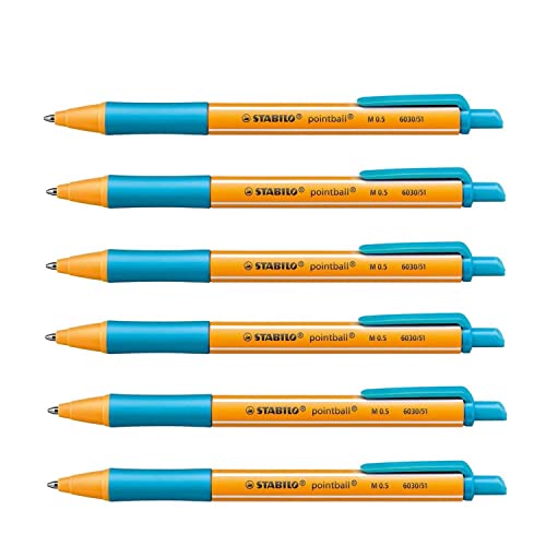 STABILO POINTBALL Kugelschreiber, einziehbar, 0,5 mm, Türkis, 6 Stück STABILO POINTBALL Kugelschreiber, einziehbar, 0,5 mm, Türkis, 6 Stück von STABILO