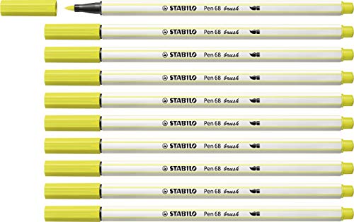 STABILO Pen 68 brush Premium-Filzstift mit Pinselspitze für variable Strichstärken, 10er Pack, neongelb STABILO Pen 68 brush Premium-Filzstift mit Pinselspitze für variable Strichstärken, 10er Pack, neongelb von STABILO