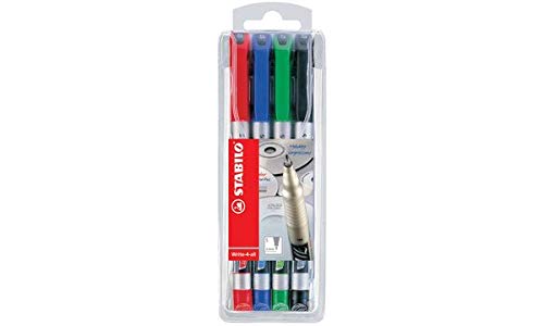 STABILO Permanent-Marker Write-4-all, F, 4er Kunststoff-Etui, Sie erhalten 1 Packung, Packungsinhalt: 4 er Etui STABILO Permanent-Marker Write-4-all, F, 4er Kunststoff-Etui, Sie erhalten 1 Packung, Packungsinhalt: 4 er Etui von STABILO