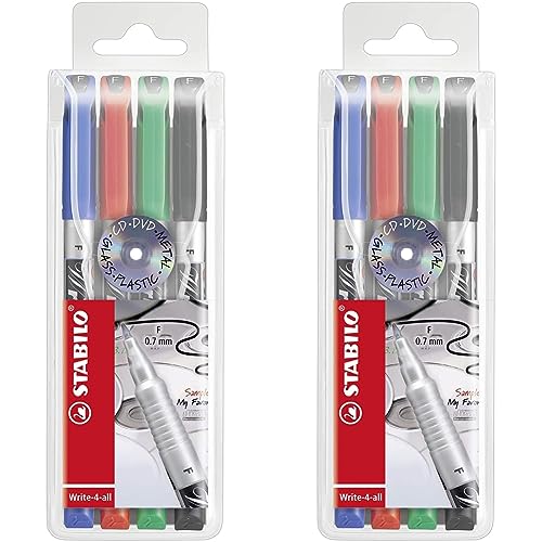 STABILO Permanent-Marker Write-4-all - fein - 2x 4er Pack - blau, rot, grün, schwarz von STABILO