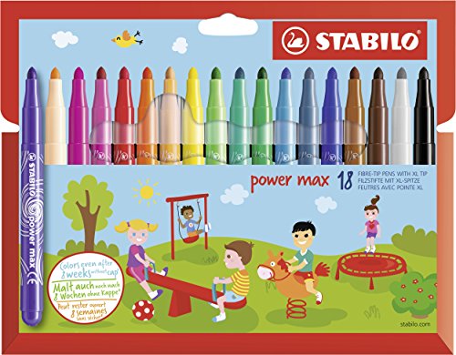 STABILO Power Max Fasermaler, Extra Dick, 18 Farben, Dicke 3 mm Fasertippen STABILO Power Max Fasermaler, Extra Dick, 18 Farben, Dicke 3 mm Fasertippen von STABILO
