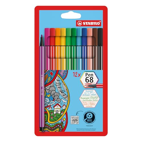 STABILO - Premium-Filzstift - Pen 68-12er Pack - mit 12 verschiedenen Farben STABILO - Premium-Filzstift - Pen 68-12er Pack - mit 12 verschiedenen Farben von STABILO
