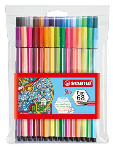 STABILO - Premium-Filzstift - Pen 68-30er Pack - mit verschiedenen Farben inkl. 6 Neonfarben von STABILO
