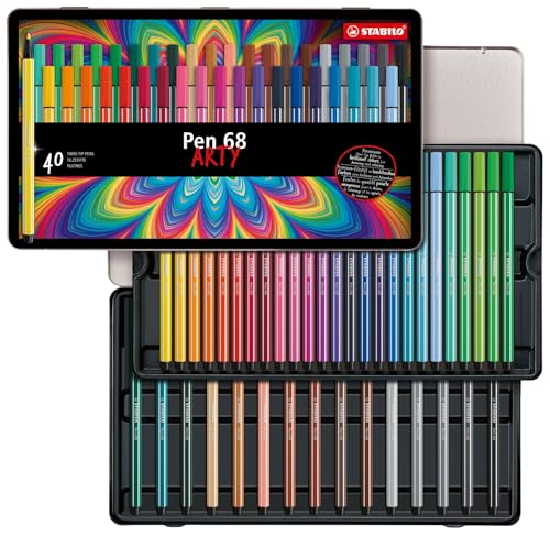 STABILO - Premium-Filzstift - Pen 68 - ARTY - 40er Metalletui - mit 40 verschiedenen Farben STABILO - Premium-Filzstift - Pen 68 - ARTY - 40er Metalletui - mit 40 verschiedenen Farben von STABILO