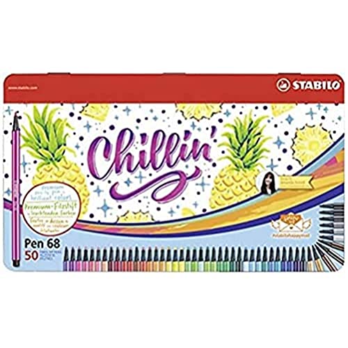 STABILO - Premium-Filzstift - Pen 68 - Ananas Edition - 50er Metalletui - mit 46 verschiedenen Farben von STABILO
