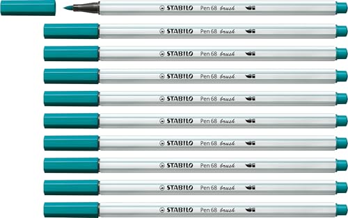 STABILO - Premium-Filzstift mit Pinselspitze für variable Strichstärken - Pen 68 brush - 10er Pack - türkisblau STABILO - Premium-Filzstift mit Pinselspitze für variable Strichstärken - Pen 68 brush - 10er Pack - türkisblau von STABILO