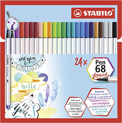 STABILO - Premium-Filzstift mit Pinselspitze für variable Strichstärken - Pen 68 brush - 24er Pack - mit 19 verschiedenen Farben STABILO - Premium-Filzstift mit Pinselspitze für variable Strichstärken - Pen 68 brush - 24er Pack - mit 19 verschiedenen Farben von STABILO