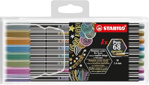STABILO - Premium Metallic-Filzstift - Pen 68 metallic - 8er Pack - mit 8 verschiedenen Metallic-Farben STABILO - Premium Metallic-Filzstift - Pen 68 metallic - 8er Pack - mit 8 verschiedenen Metallic-Farben von STABILO