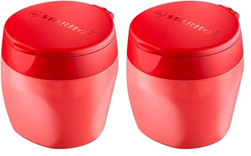 STABILO - Robuster Dosenspitzer - woody 3 in 1 Spitzer - für extradicke Stifte - rot (Packung mit 2) von STABILO