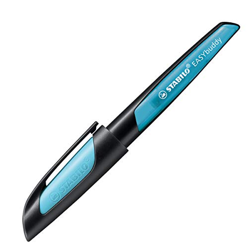 STABILO - Schulfüller mit Standard-Feder M - EASYbuddy in schwarz/himmelblau - Schreibfarbe blau (löschbar) - Einzelstift - inklusive Patrone von STABILO