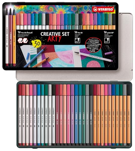 STABILO - Stifte-Set - Creative Set - ARTY - 30er Metalletui - Premium-Filzstifte mit Pinselspitze, Premium-Filzstifte & Fineliner STABILO - Stifte-Set - Creative Set - ARTY - 30er Metalletui - Premium-Filzstifte mit Pinselspitze, Premium-Filzstifte & Fineliner von STABILO