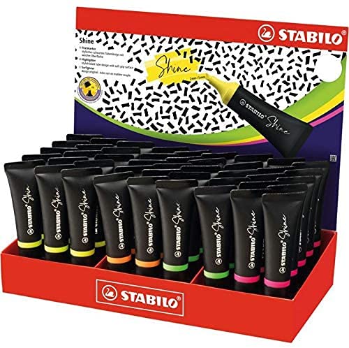 STABILO Textmarker Shine, 45 Stück, Mehrfarbig, Meißelförmige Spitze, Highlighter, Marker STABILO Textmarker Shine, 45 Stück, Mehrfarbig, Meißelförmige Spitze, Highlighter, Marker von STABILO