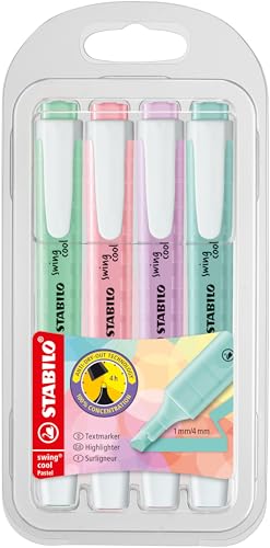 STABILO - Textmarker - swing cool Pastel - 4er Pack - Hauch von Minzgrün, rosiges Rouge, Schimmer von Lila, zartes Türkis STABILO - Textmarker - swing cool Pastel - 4er Pack - Hauch von Minzgrün, rosiges Rouge, Schimmer von Lila, zartes Türkis von STABILO