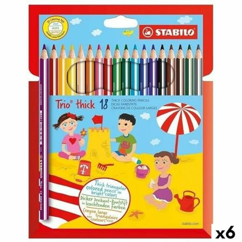 STABILO Trio Thick Buntstifte, mehrfarbig, 18 Stück (6 Stück) – Marke EAN: 4006381340328 von STABILO