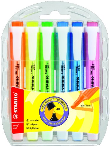 STABILO swing cool Multi 6 (S) Marker – Marker (Multi, Mehrfarbig, Multi, Kunststoff, 1 mm, 4 mm) von STABILO