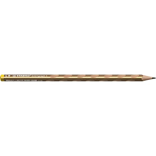 Schmaler Dreikant-Bleistift für Linkshänder - STABILO EASYgraph S Metallic Edition in Gold - Einzelstift - Härtegrad HB von STABILO