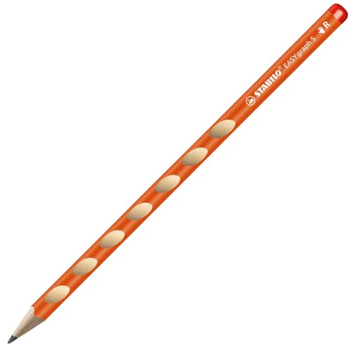 Schmaler Dreikant-Bleistift für Rechtshänder - STABILO EASYgraph S in orange - Einzelstift - Härtegrad HB von STABILO