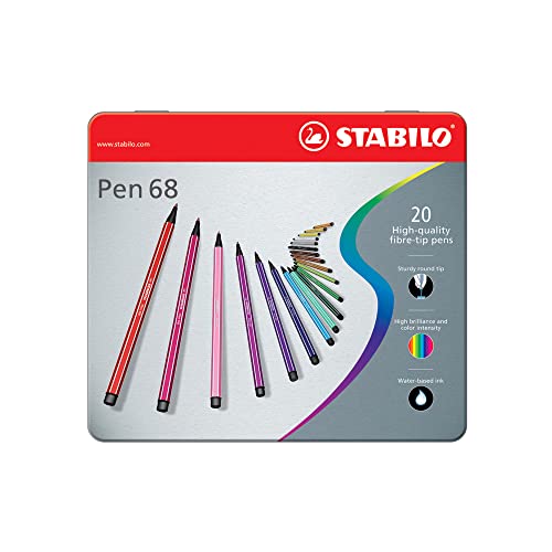 Stabilo® Fasermaler Pen 68 - Metalletui, 20 Farben; Packungsinhalt: 20 Farben von STABILO