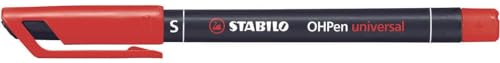 Stabilo OHPen Universal-Marker, permanent, feine Strichstärke (0,4 mm), 10 Stück, Rot von STABILO
