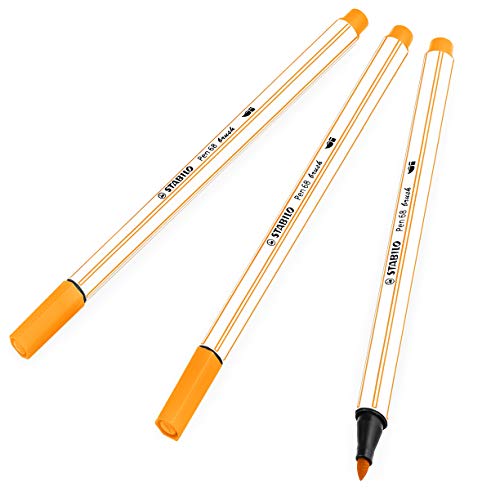 Stabilo Pen 68 568/54 Filzstift, 1-3 mm, Orange, 3 Stück von STABILO