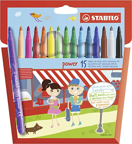 Filzstift - STABILO power - 15er Pack - mit 15 verschiedenen Farben von STABILO