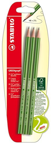 Umweltfreundlicher Bleistift - STABILO GREENgraph - Härtegrad HB - 3er Pack von STABILO