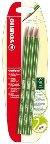 Umweltfreundlicher Bleistift - STABILO GREENgraph - Härtegrad HB - 3er Pack von STABILO