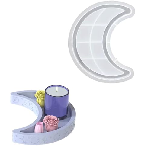 Mond-Tablett-Form für Harzbeton, Mond-Silikonform, Epoxid-Formen für DIY-Schmuck-Aufbewahrungsbox, Kerzenhalter, Süßigkeitenbehälter, Epoxidharz-Guss-Bastelgeschenke (Mond) von STACTOM
