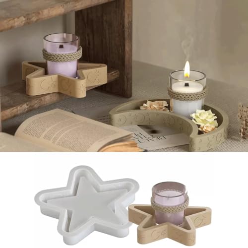 Mond-Tablett-Form für Harzbeton, Mond-Silikonform, Epoxid-Formen für DIY-Schmuck-Aufbewahrungsbox, Kerzenhalter, Süßigkeitenbehälter, Epoxidharz-Guss-Bastelgeschenke (Stern) von STACTOM
