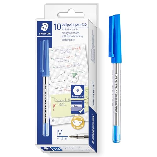 STAEDTLER 430 M Stick Kugelschreiber Schreiben Stift Glatt - Mittlere Spitze - Bulk Economy School Class Packung mit 100 Stiften - Blaue Tinte STAEDTLER 430 M Stick Kugelschreiber Schreiben Stift Glatt - Mittlere Spitze - Bulk Economy School Class Packung mit 100 Stiften - Blaue Tinte von STAEDTLER