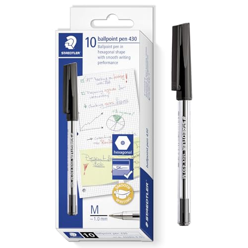 STAEDTLER 430 M Stick Kugelschreiber Schreibstift Glatt - Medium Feder - Bulk Economy School Class Pack of 100 Stifte - Schwarze Tinte STAEDTLER 430 M Stick Kugelschreiber Schreibstift Glatt - Medium Feder - Bulk Economy School Class Pack of 100 Stifte - Schwarze Tinte von STAEDTLER