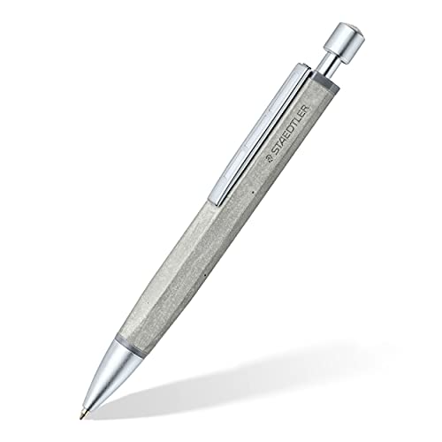 STAEDTLER 441CONB-9 ST concrete Kugelschreiber (Schaft aus Hochleistungsbeton, einzigartige Sechskantform, Druckmechanismus, Strichstärke M, Etui mit 1) schwarz von STAEDTLER