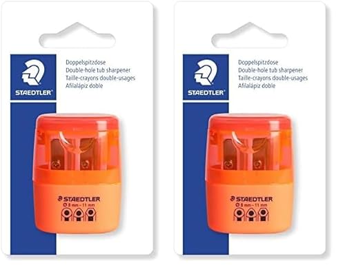 STAEDTLER 51260F-4BK Doppel-Spitzdose, Neon orange (Packung mit 2) von STAEDTLER
