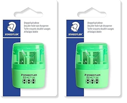 STAEDTLER 51260F50BK Doppel-Spitzdose, Neon grün (Packung mit 2) von STAEDTLER