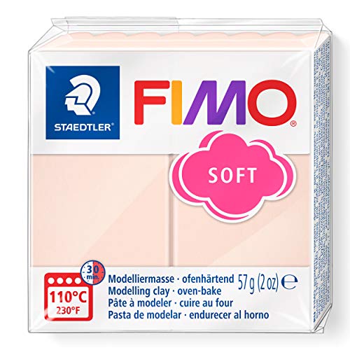STAEDTLER 8020-43 - Fimo Soft Normalblock, Modelliermasse, 57 g, blassrosa, 1 Packung von STAEDTLER