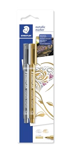 STAEDTLER 8323-S BK2 Metallic Marker, 2 Stück auf Blisterkarte, gold/Silber, mehrfarbig STAEDTLER 8323-S BK2 Metallic Marker, 2 Stück auf Blisterkarte, gold/Silber, mehrfarbig von STAEDTLER