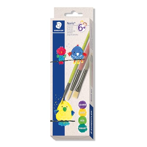 STAEDTLER 989 Synthetik-Pinsel, Pinsel-Set für Schule, Kindergarten und Hobby, Pinselset Noris, 3 ST in Kartonfaltschachtel, 989R-S BK3 STAEDTLER 989 Synthetik-Pinsel, Pinsel-Set für Schule, Kindergarten und Hobby, Pinselset Noris, 3 ST in Kartonfaltschachtel, 989R-S BK3 von STAEDTLER