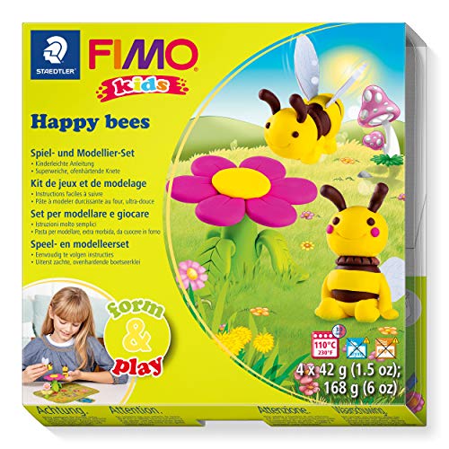 STAEDTLER FIMO kids form&play “Happy bees”, Ofenhärtende Modelliermasse mit Zubehör, 8034 27 LY von STAEDTLER