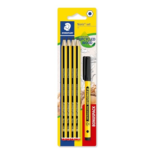 STAEDTLER HB Zeichenstifte - zum Skizzieren - Noris School - inklusive 8 HB-Bleistiften & schwarzem Handschriftstift - 9er Set, 120 SBK8P2 von STAEDTLER