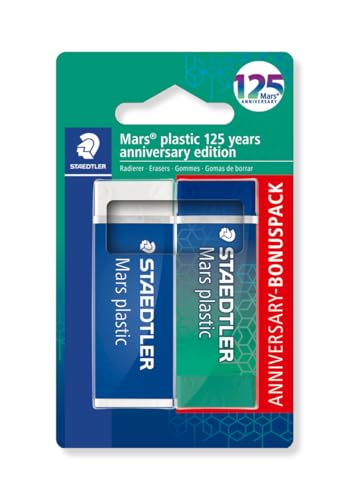 STAEDTLER Mars plastic 526 50 Radierer, Radierer in Premium-Qualität, Mars plastic 125 Jahre Jubiläumsedition, blau/grün, 52650MABK1 STAEDTLER Mars plastic 526 50 Radierer, Radierer in Premium-Qualität, Mars plastic 125 Jahre Jubiläumsedition, blau/grün, 52650MABK1 von STAEDTLER