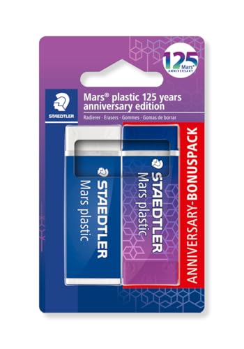 STAEDTLER Mars plastic 526 50 Radierer, Radierer in Premium-Qualität, Mars plastic 125 Jahre Jubiläumsedition, blau/lila, 52650MABK2 STAEDTLER Mars plastic 526 50 Radierer, Radierer in Premium-Qualität, Mars plastic 125 Jahre Jubiläumsedition, blau/lila, 52650MABK2 von STAEDTLER
