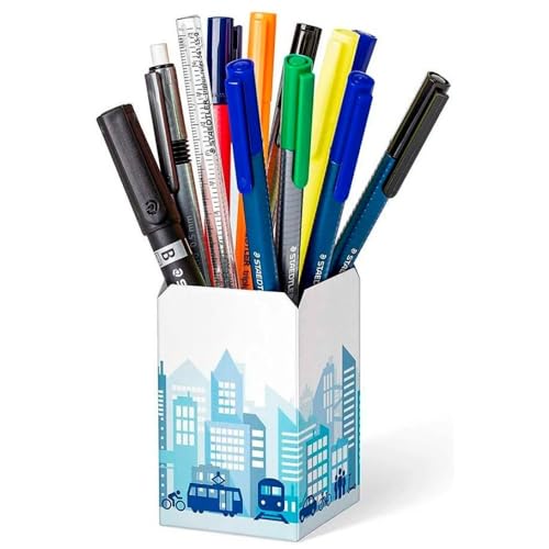 STAEDTLER Schreibset triplus multi set, enthält Kugelschreiber, Druckbleistift, verschiedene Marker und Lineal, 12 ausgewählte Schreibgeräte im handlichen Karton Köcher, 34 CPR12 von STAEDTLER