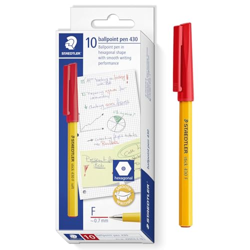 STAEDTLER Stick 430 F Kugelschreiber - Feine Spitze - Bulk Economy School Class Pack of 100 Stifte - Rote Tinte von STAEDTLER