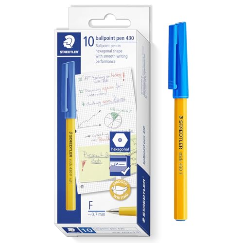 STAEDTLER Stick 430 F Kugelschreiber – feine Spitze – Bulk Economy School Class Packung mit 100 Stiften – blaue Tinte STAEDTLER Stick 430 F Kugelschreiber – feine Spitze – Bulk Economy School Class Packung mit 100 Stiften – blaue Tinte von STAEDTLER