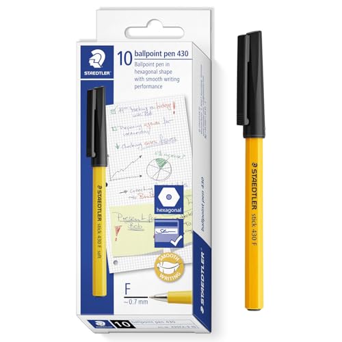 STAEDTLER Stick 430 F Kugelschreiber – feine Spitze – Bulk Economy School Class Packung mit 100 Stiften – schwarze Tinte STAEDTLER Stick 430 F Kugelschreiber – feine Spitze – Bulk Economy School Class Packung mit 100 Stiften – schwarze Tinte von STAEDTLER