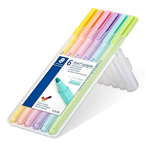 STAEDTLER Textmarker triplus highlighter, ergonomische Dreikantform, hohe Qualität Made in Germany, Set mit 6 Pastell-Farben, Linienbreite 1 - 4 mm, 362 CSB6 von STAEDTLER